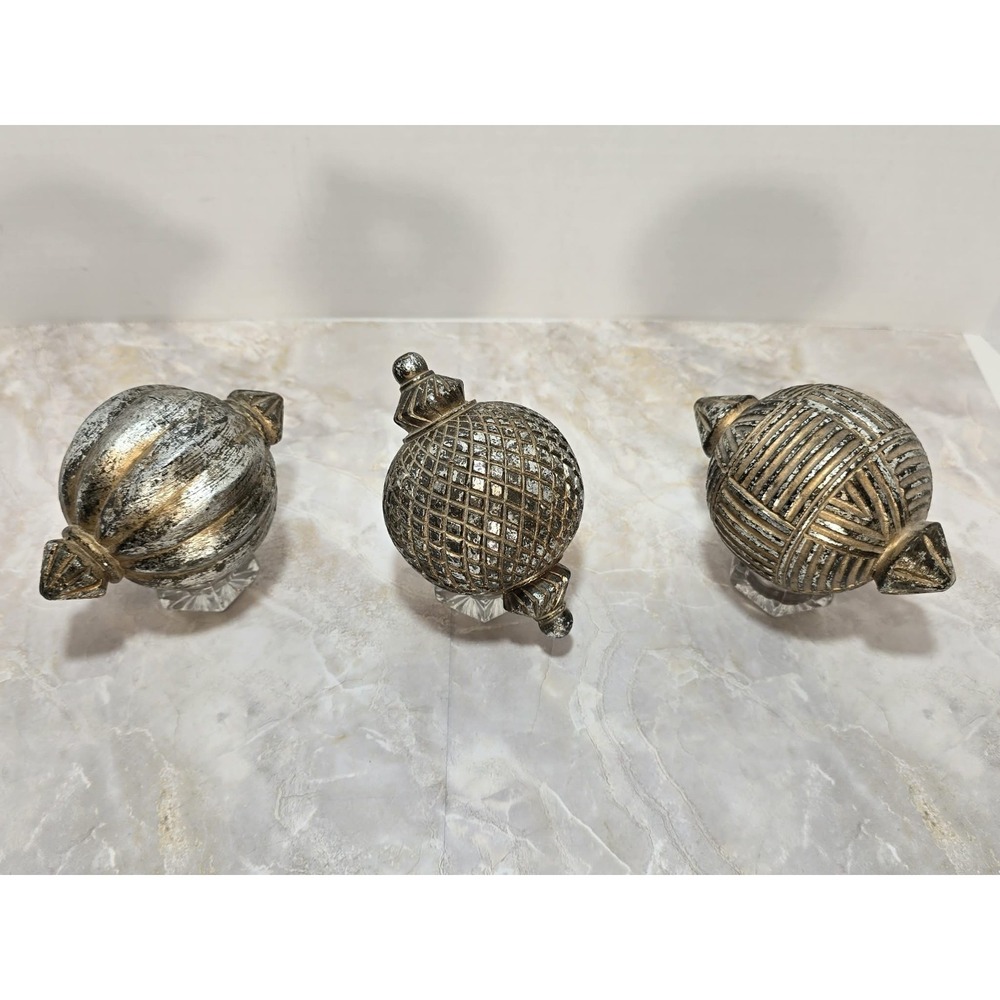 Vintage Decorative Finial Ornaments Gold Silver Home Decor Set of 3 EUC‎
